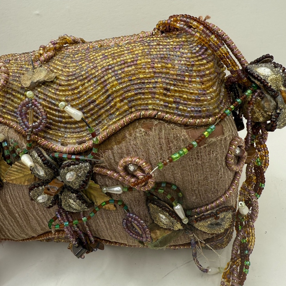 Vintage Mary Frances Embellished Floral Beaded Gems Crossbody Purse Clutch - Picture 11 of 16